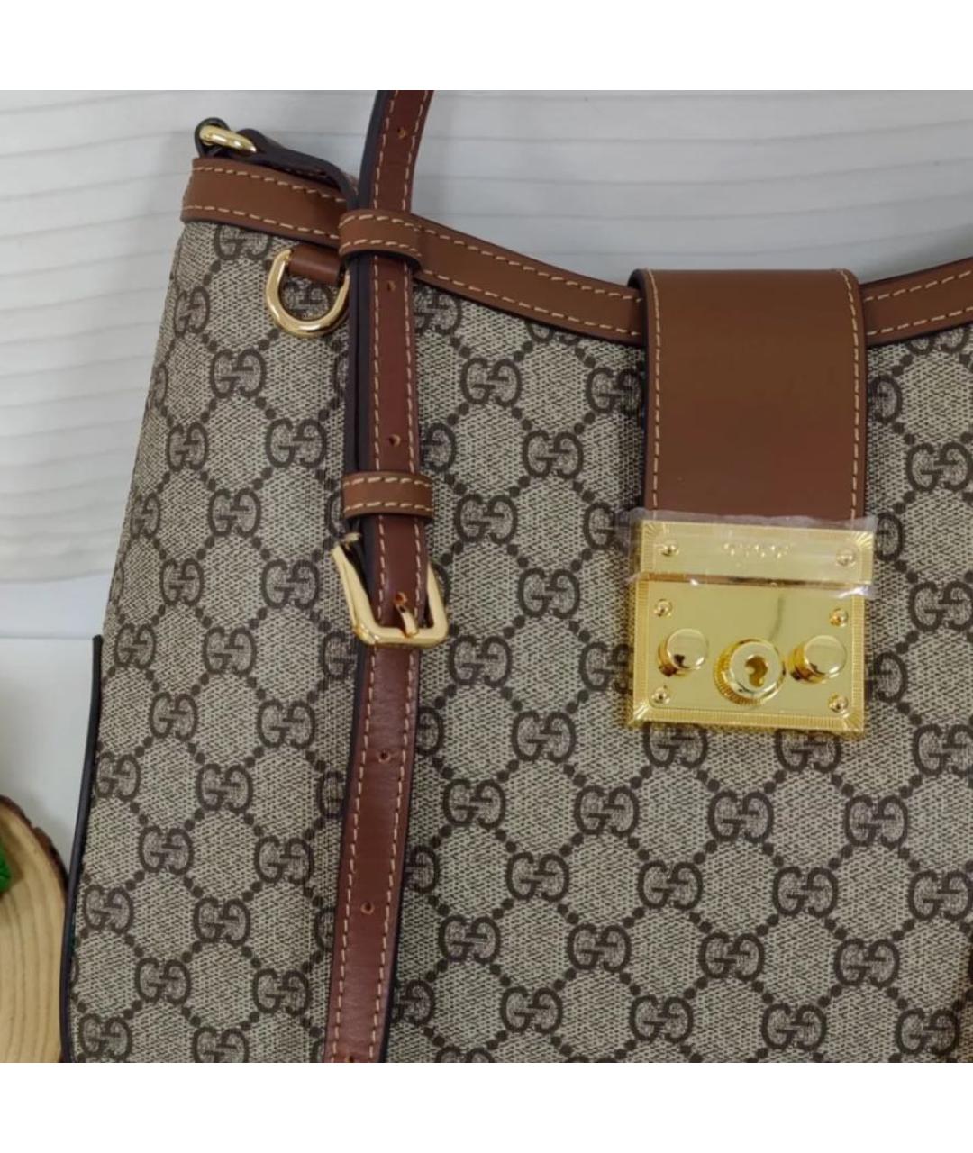 GUCCI Бежевая кожаная сумка через плечо, фото 6