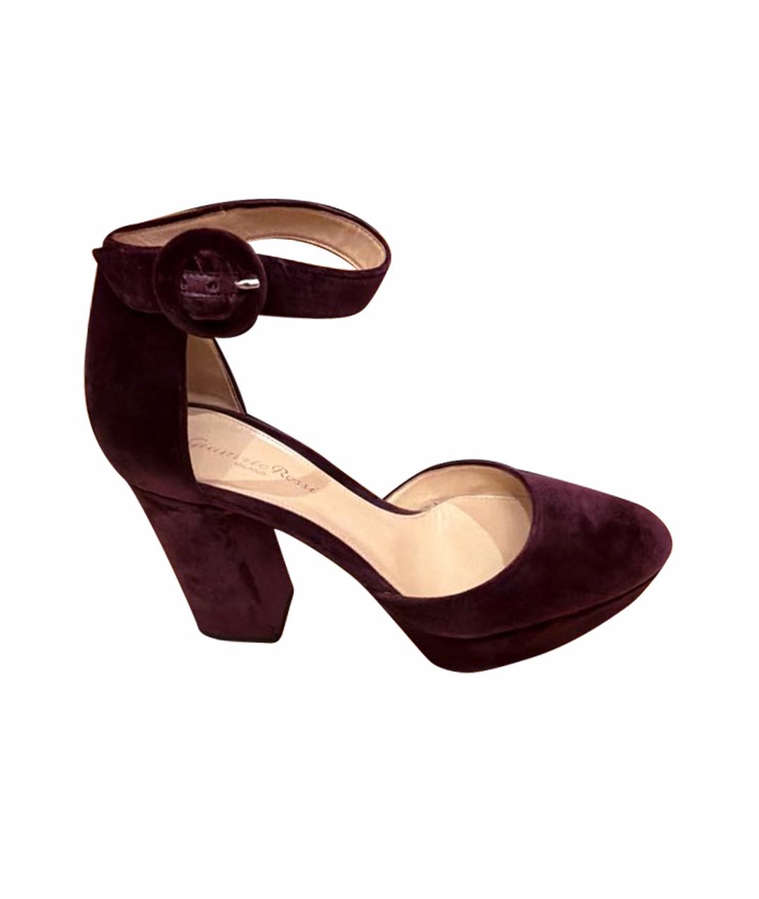 GIANVITO ROSSI Бордовые бархатные туфли, фото 1