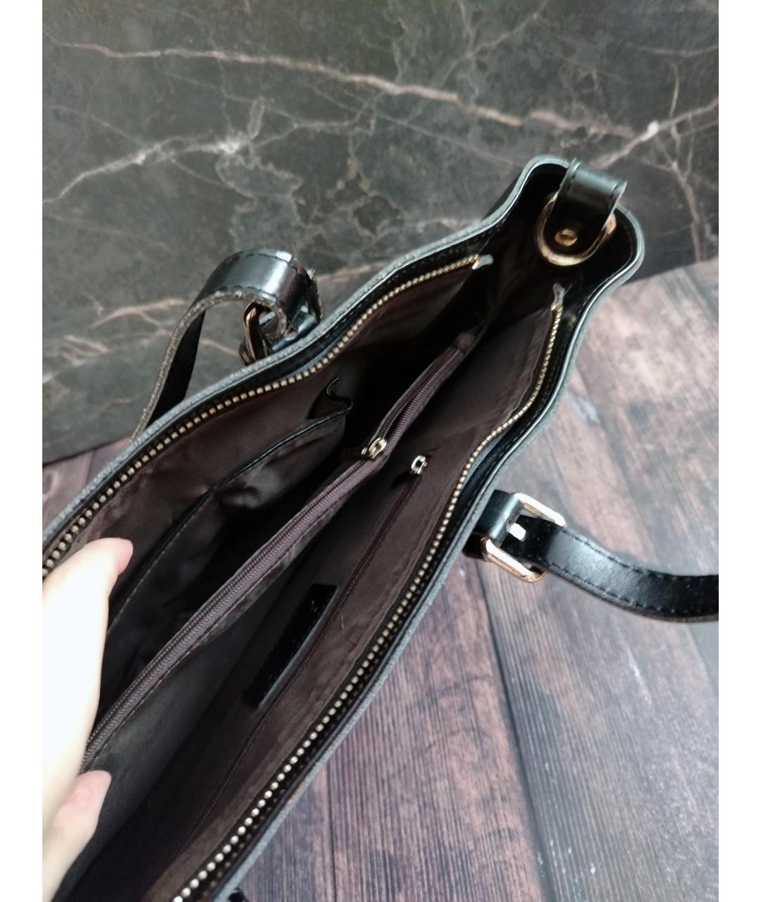 FURLA Черная кожаная сумка тоут, фото 4