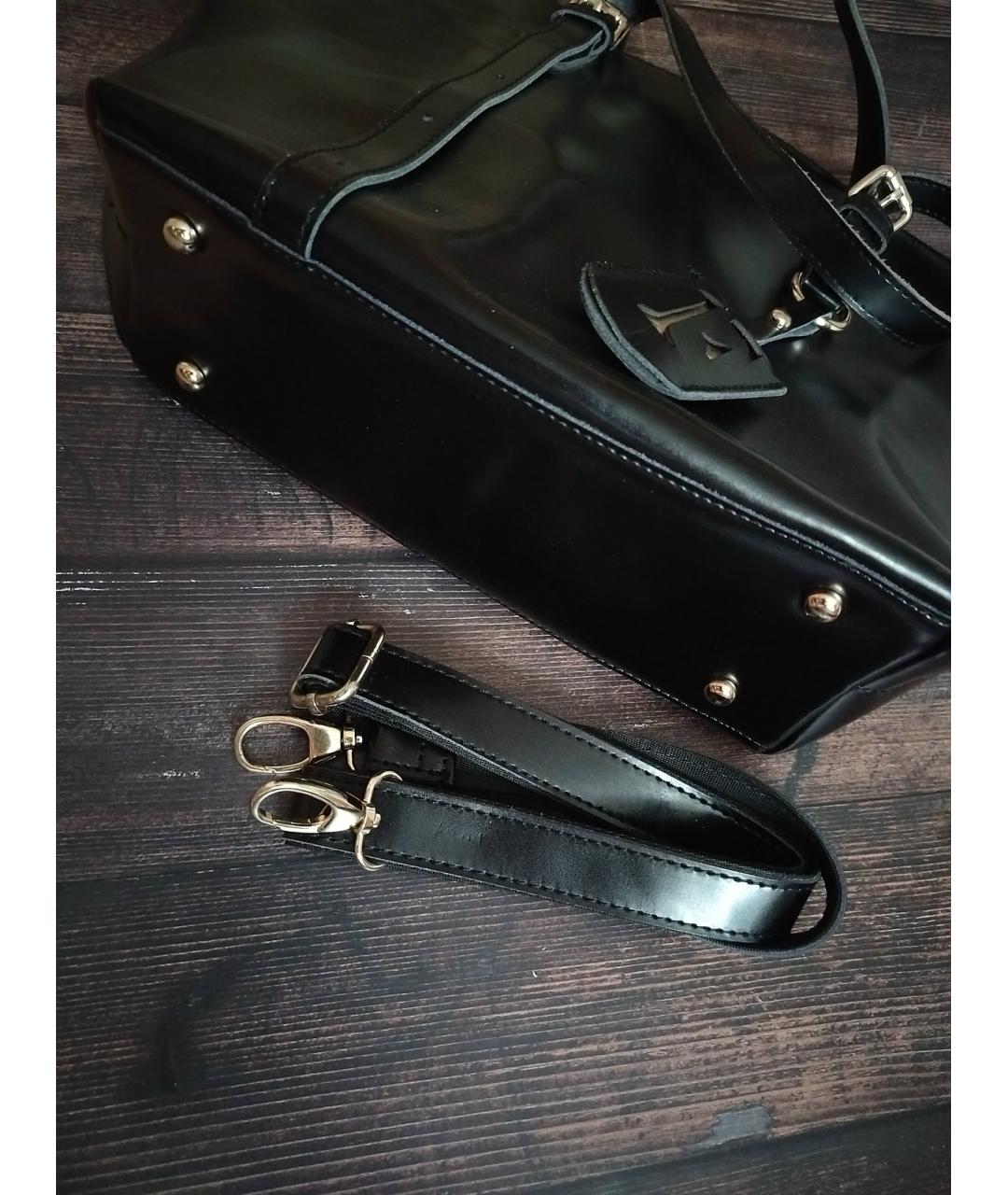 FURLA Черная кожаная сумка тоут, фото 5