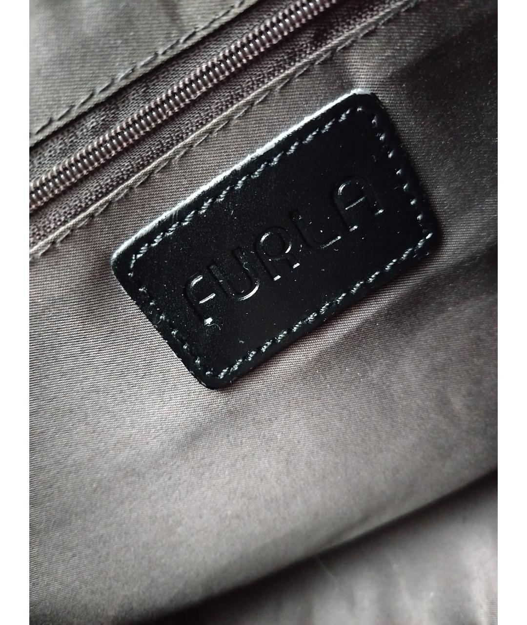 FURLA Черная кожаная сумка тоут, фото 3