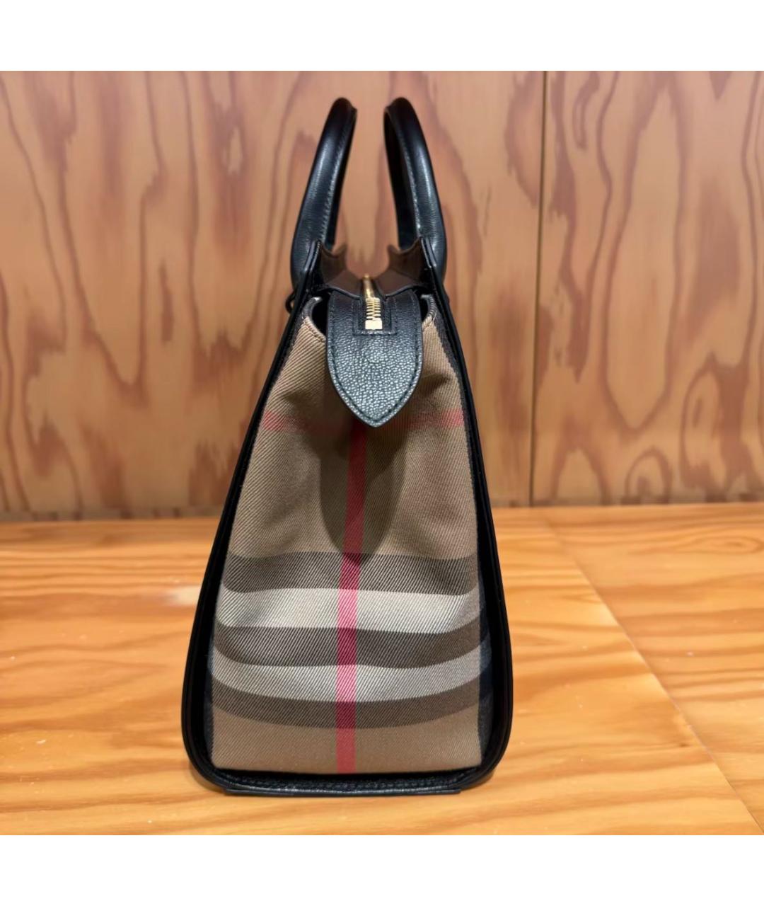 BURBERRY Черная кожаная сумка тоут, фото 6