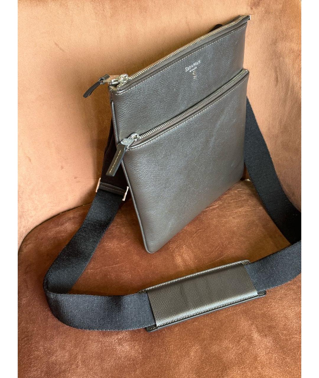 SERAPIAN Черная кожаная сумка на плечо, фото 2