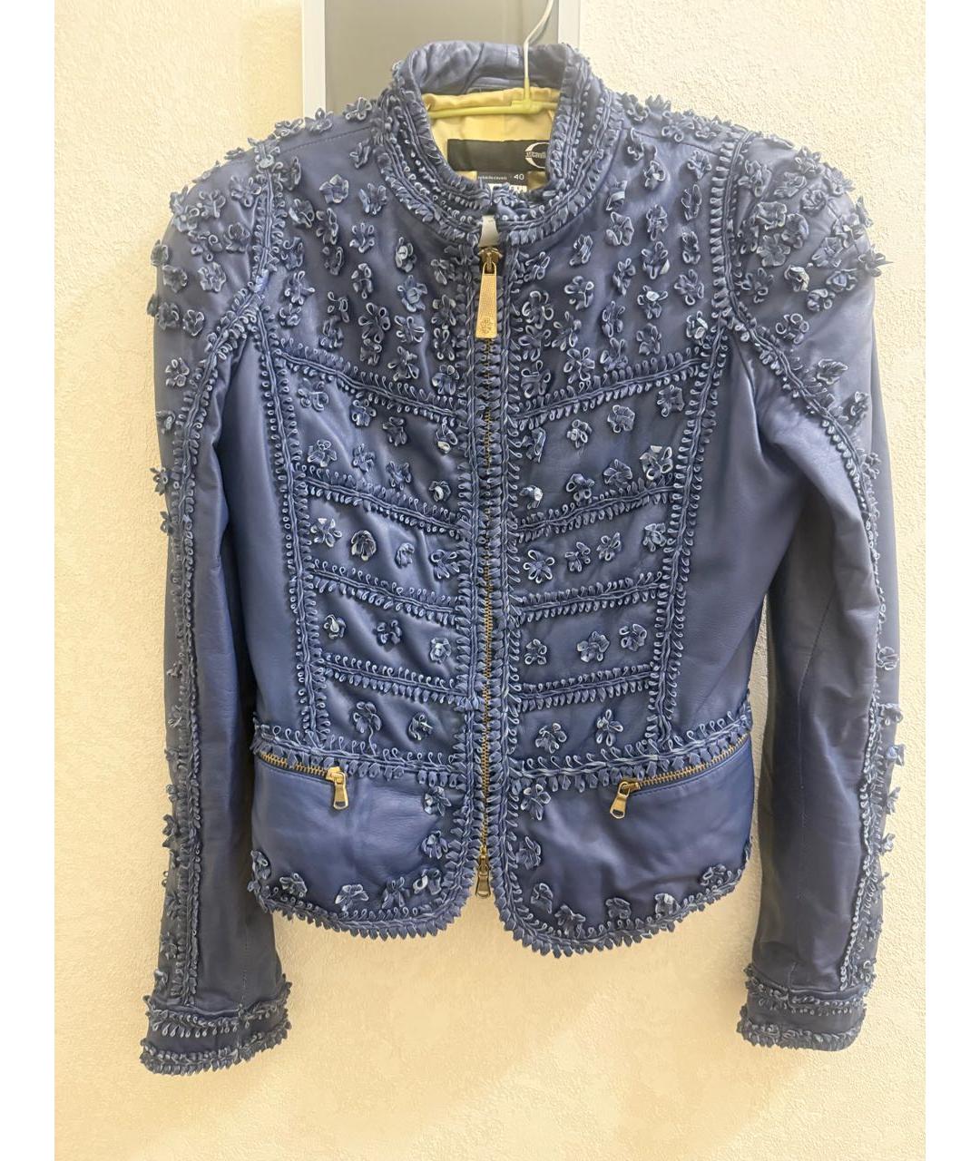 JUST CAVALLI Синяя кожаная куртка, фото 8