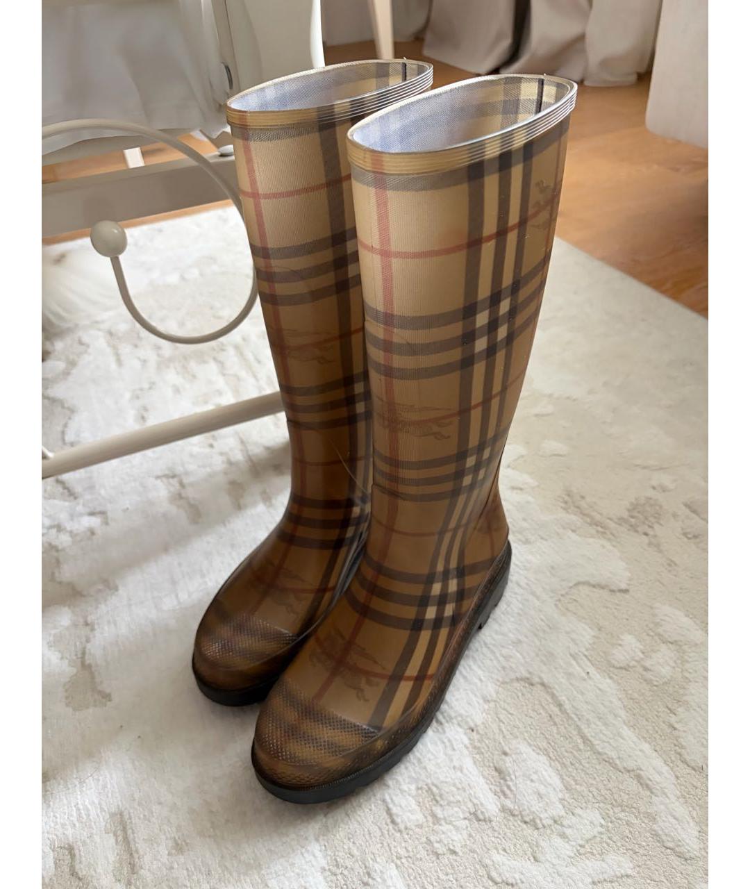 BURBERRY Бежевые резиновые сапоги, фото 2