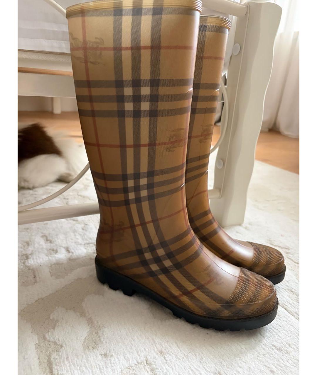 BURBERRY Бежевые резиновые сапоги, фото 8