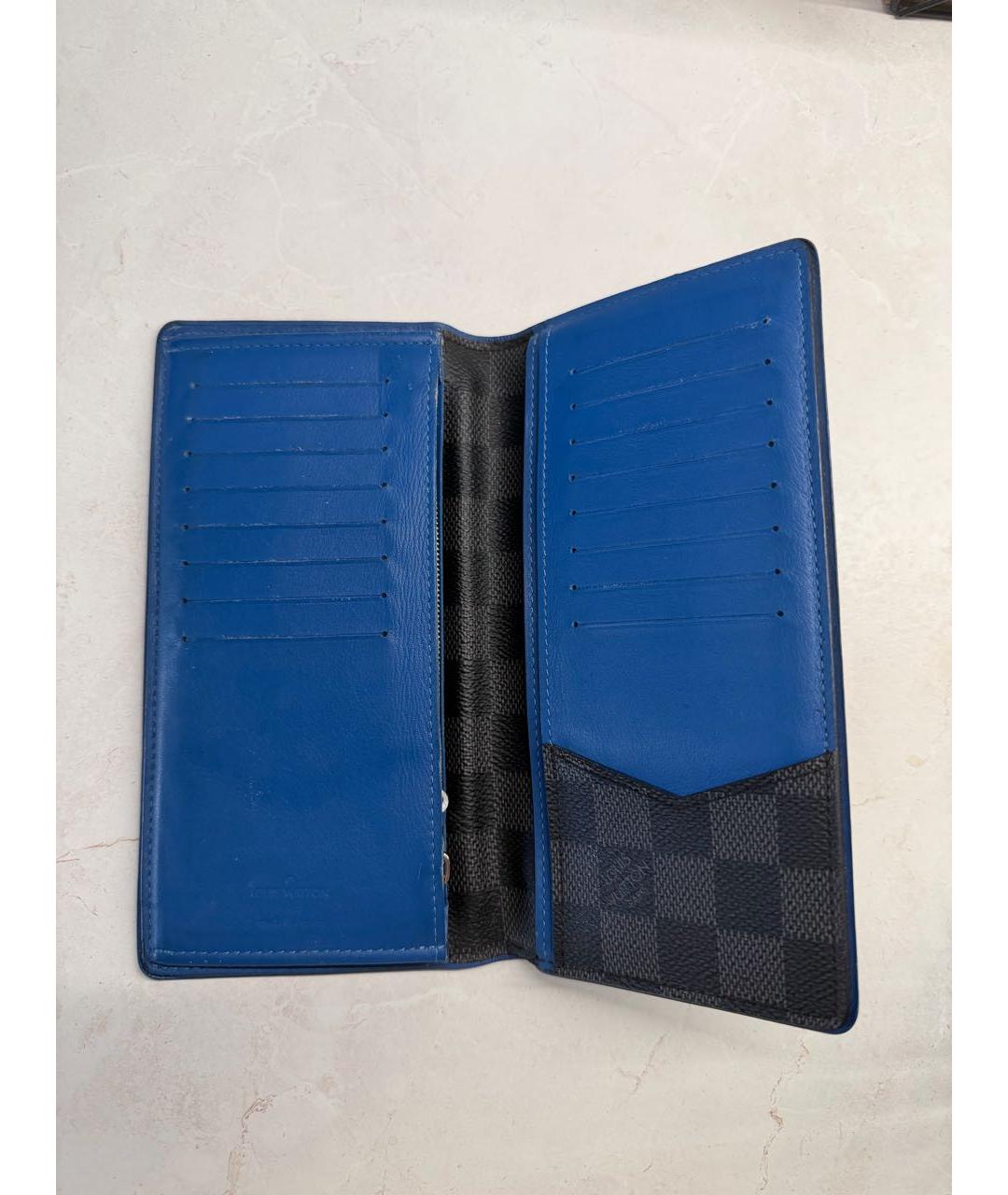 LOUIS VUITTON Черный кожаный кошелек, фото 3