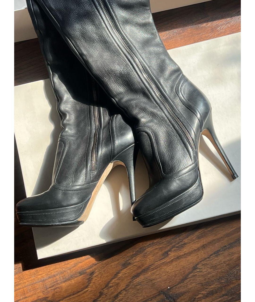 JIMMY CHOO Черные кожаные ботфорты, фото 6