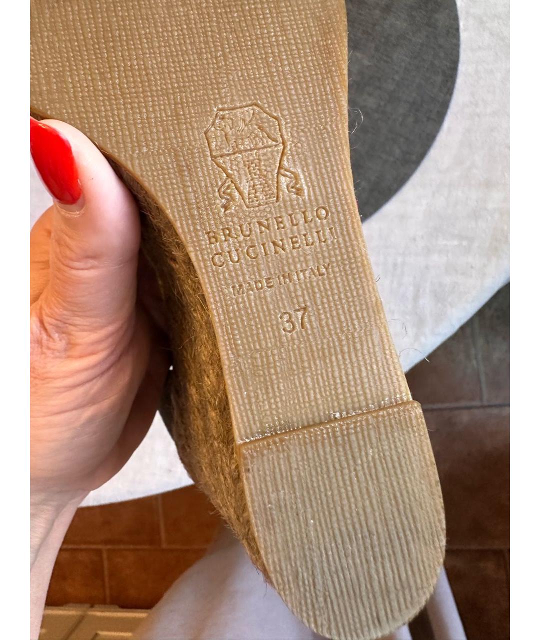 BRUNELLO CUCINELLI Антрацитовые замшевые босоножки, фото 3