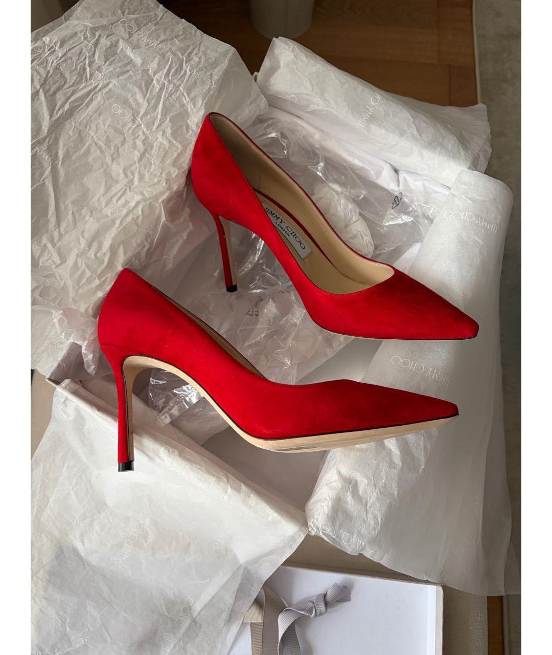 JIMMY CHOO Красные замшевые туфли, фото 8