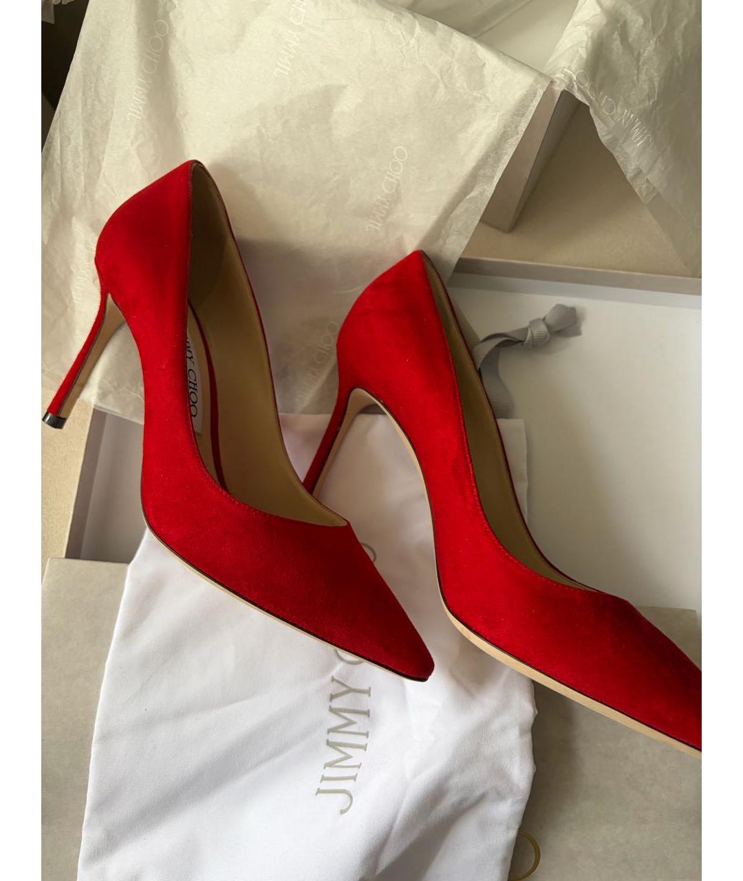 JIMMY CHOO Красные замшевые туфли, фото 5