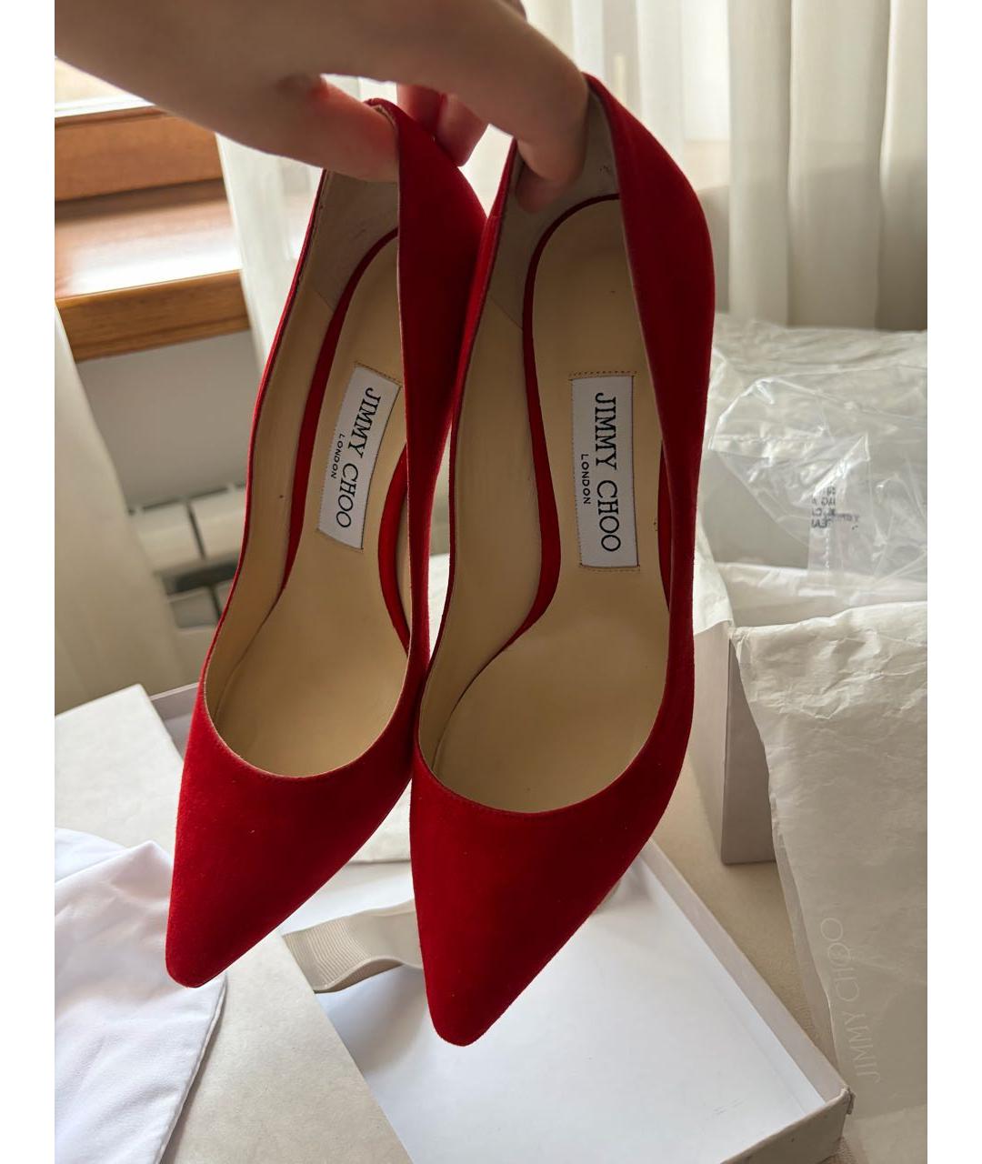 JIMMY CHOO Красные замшевые туфли, фото 2