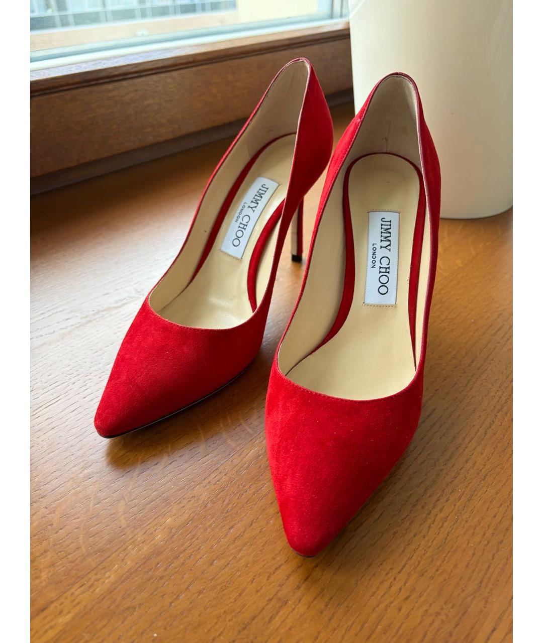 JIMMY CHOO Красные замшевые туфли, фото 4