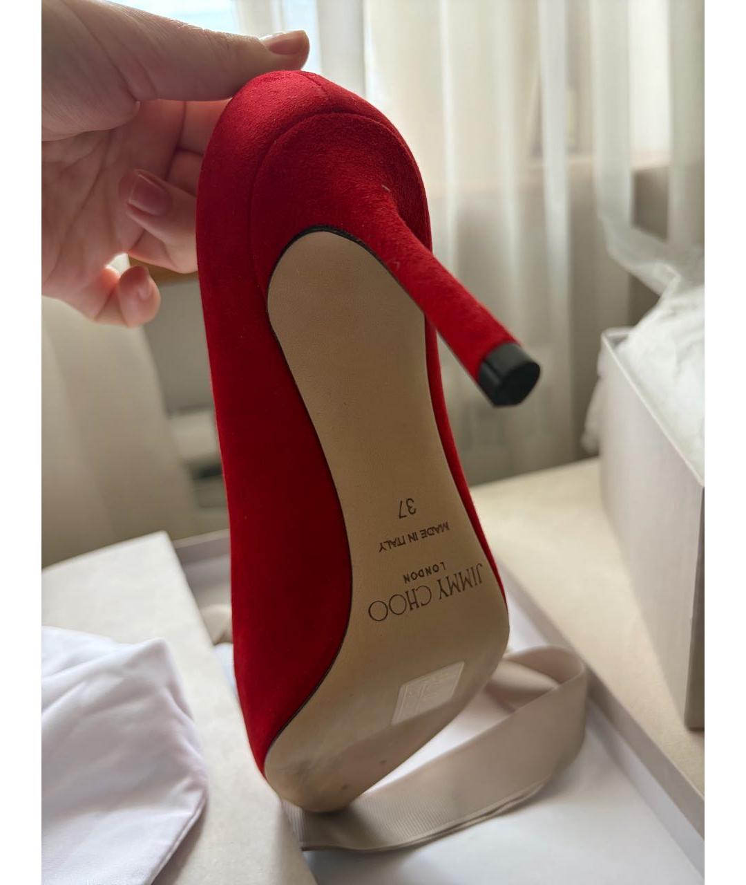 JIMMY CHOO Красные замшевые туфли, фото 6