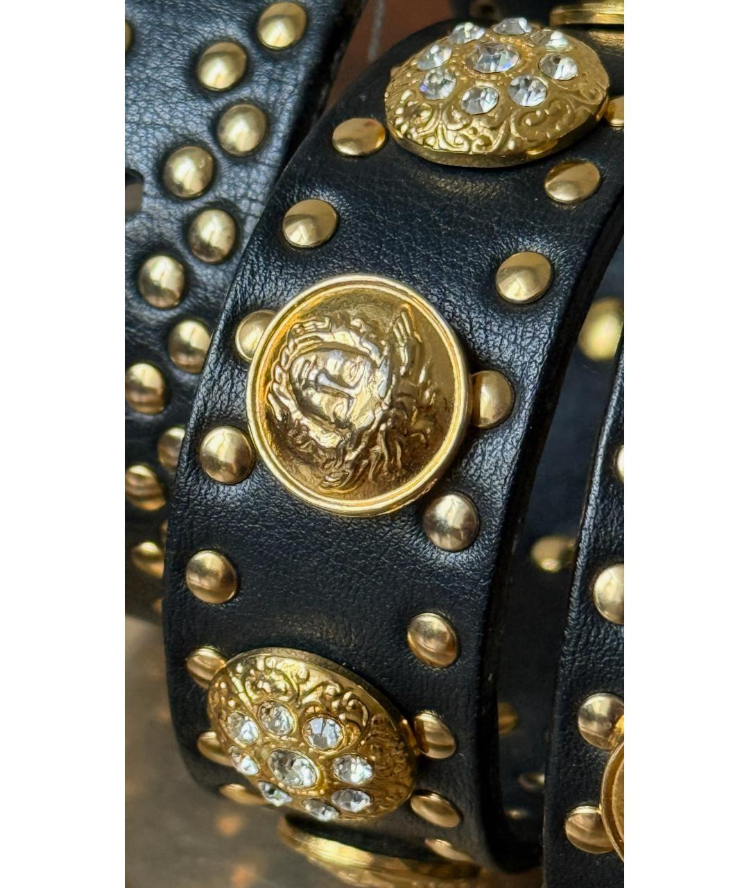 VERSACE Черный кожаный ремень, фото 4
