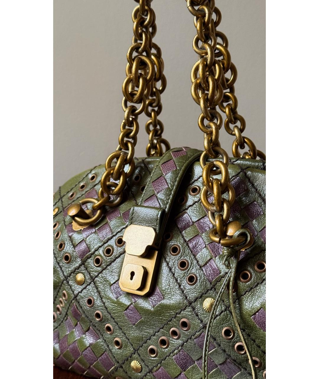 BOTTEGA VENETA Хаки кожаная сумка тоут, фото 5