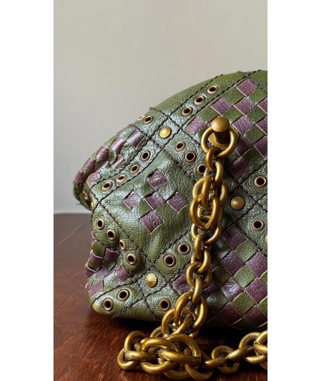BOTTEGA VENETA Хаки кожаная сумка тоут, фото 3