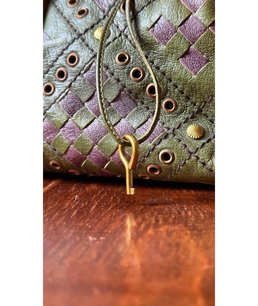BOTTEGA VENETA Хаки кожаная сумка тоут, фото 7