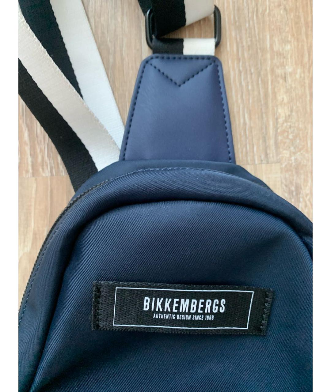 BIKKEMBERGS Синяя синтетическая сумка на плечо, фото 8