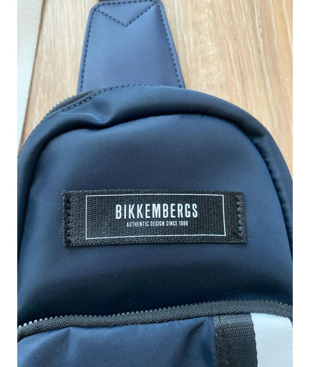 BIKKEMBERGS Синяя синтетическая сумка на плечо, фото 5