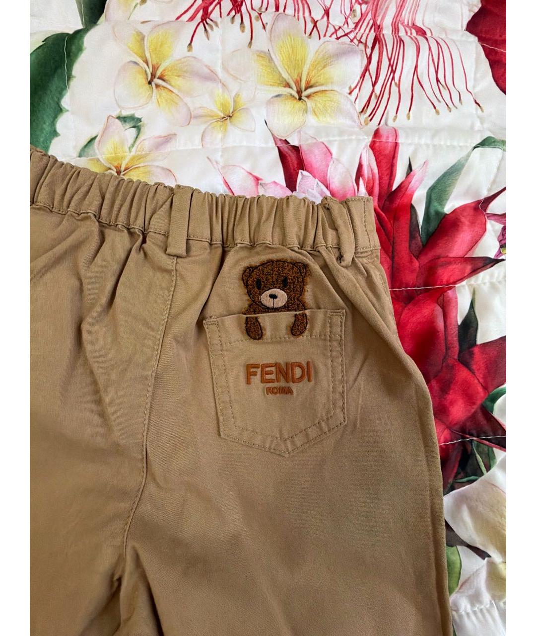 FENDI Коричневые хлопковые детские шорты, фото 4