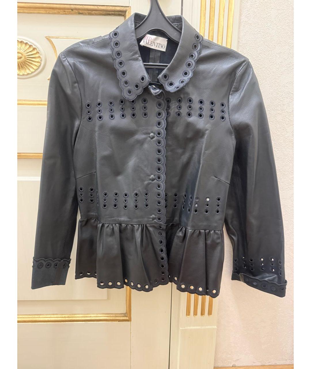RED VALENTINO Черная кожаная куртка, фото 9