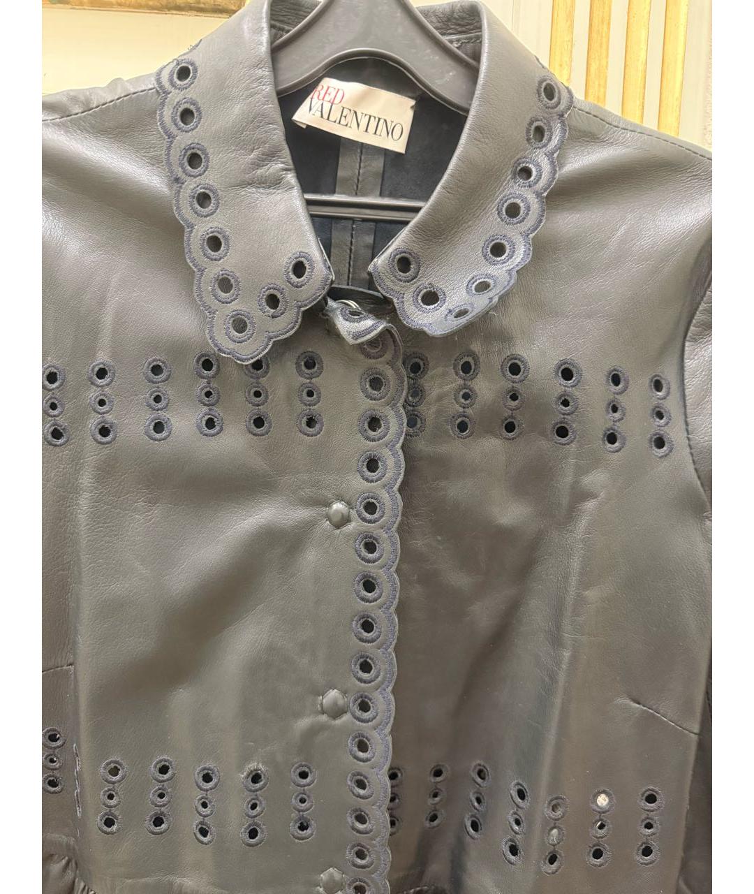 RED VALENTINO Черная кожаная куртка, фото 4