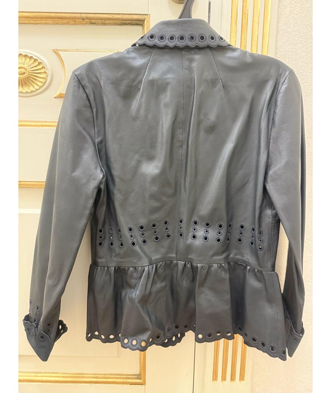 RED VALENTINO Черная кожаная куртка, фото 2