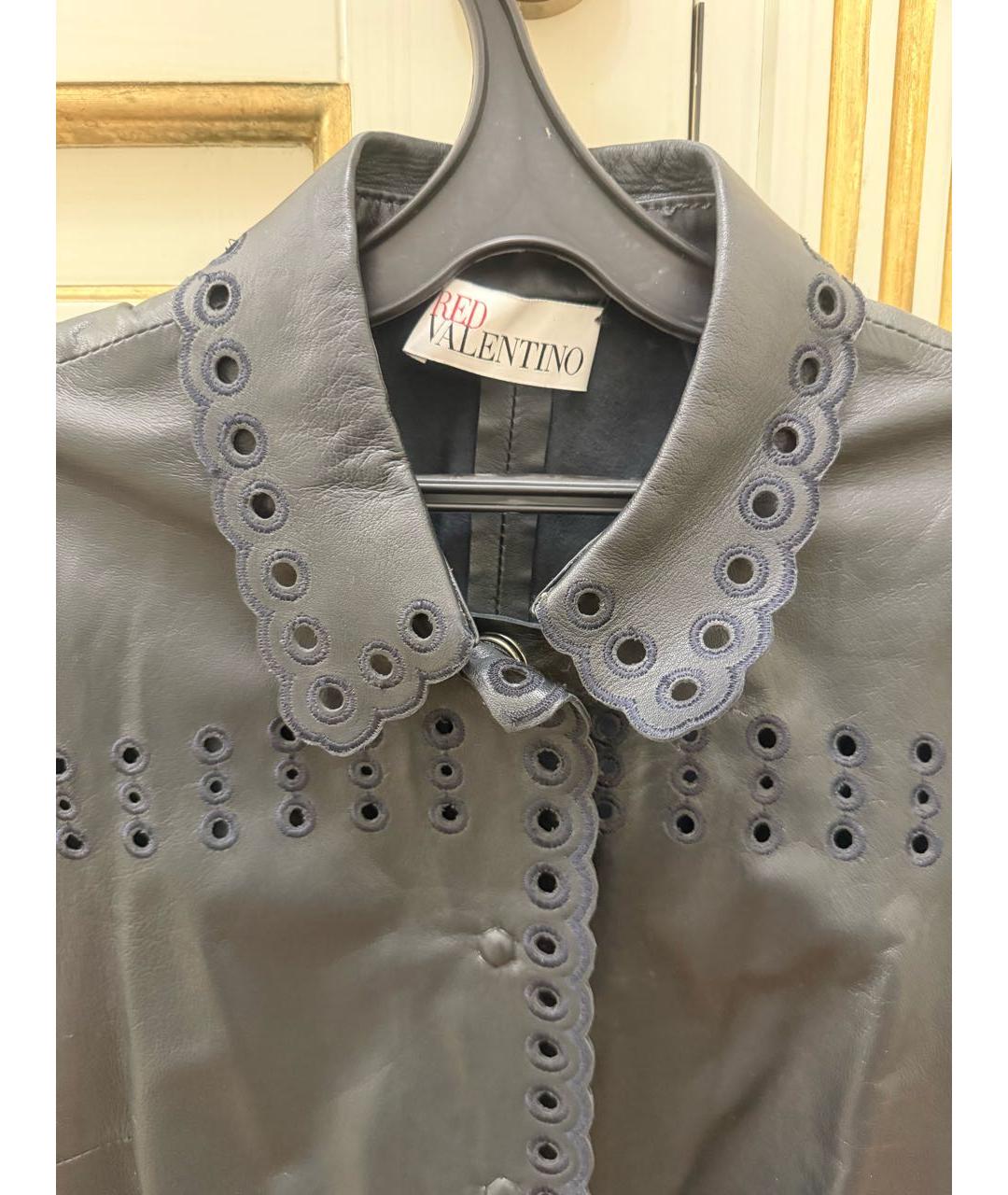 RED VALENTINO Черная кожаная куртка, фото 3
