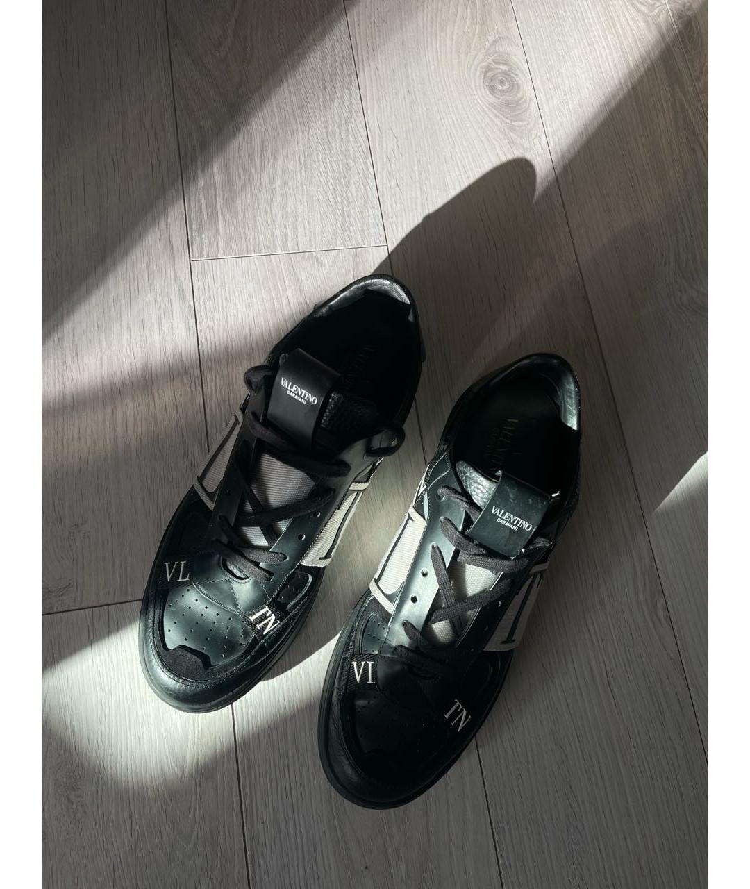 VALENTINO Черные кожаные низкие кроссовки / кеды, фото 6