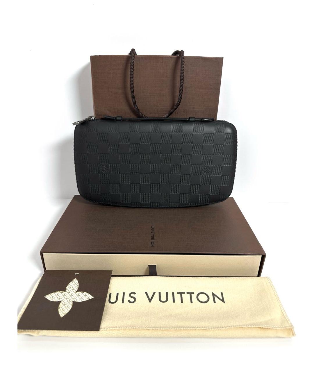 LOUIS VUITTON Черная кожаная барсетка, фото 2