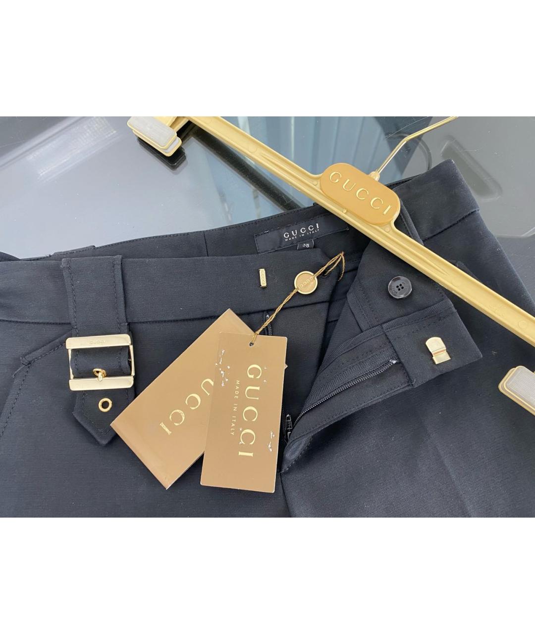 GUCCI Черные хлопко-эластановые прямые брюки, фото 3