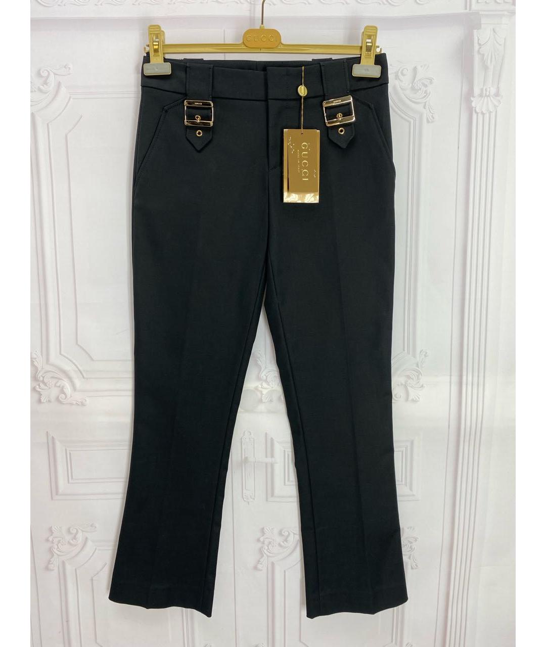 GUCCI Черные хлопко-эластановые прямые брюки, фото 6