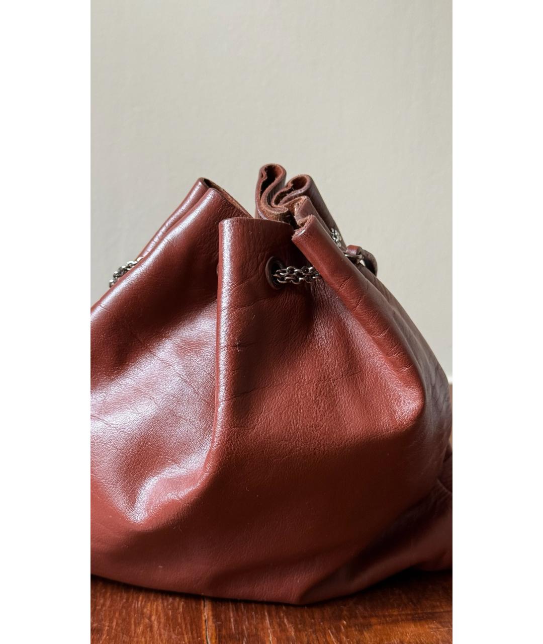 MIU MIU Коричневая кожаная сумка с короткими ручками, фото 4