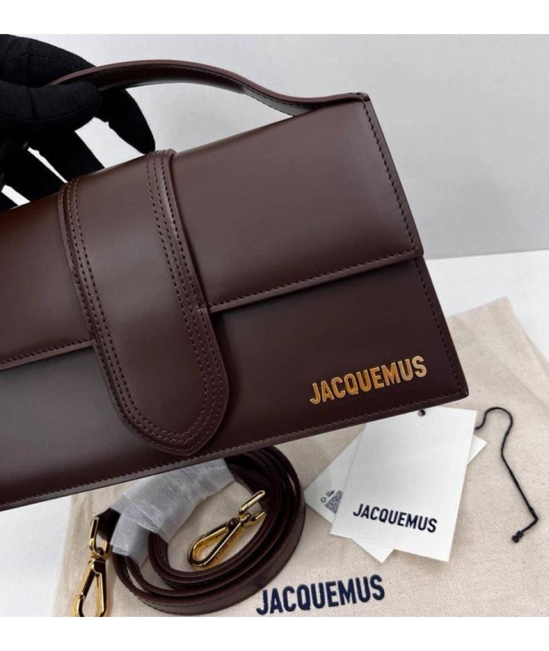 JACQUEMUS Коричневая кожаная сумка через плечо, фото 4