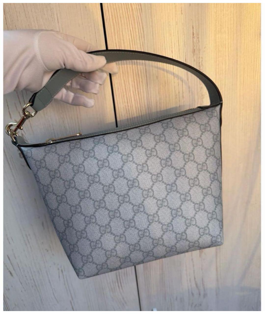 GUCCI Серая кожаная сумка с короткими ручками, фото 2
