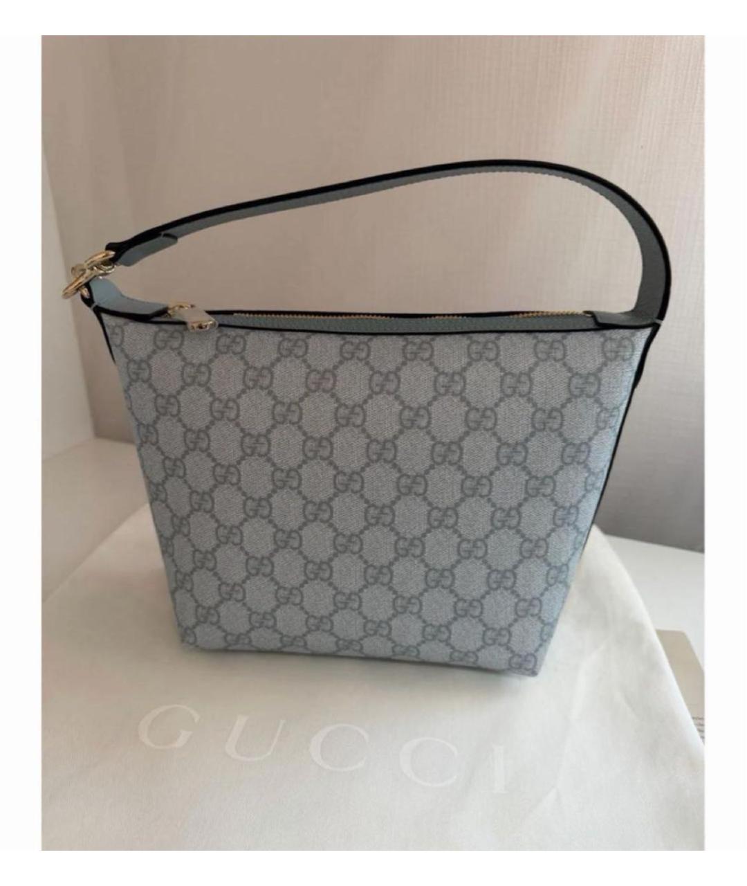 GUCCI Серая кожаная сумка с короткими ручками, фото 8