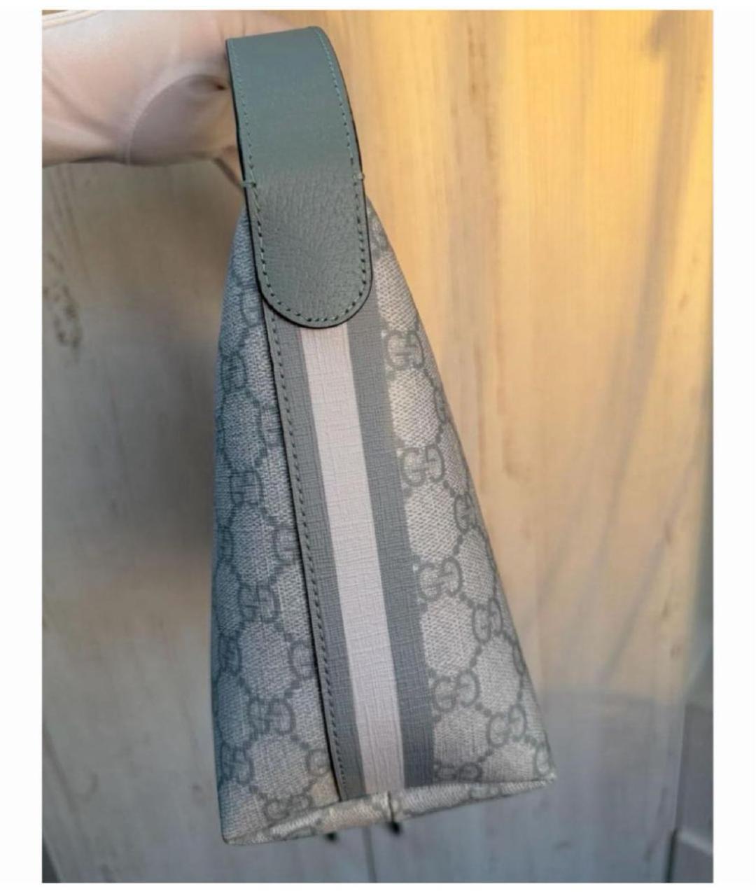 GUCCI Серая кожаная сумка с короткими ручками, фото 3