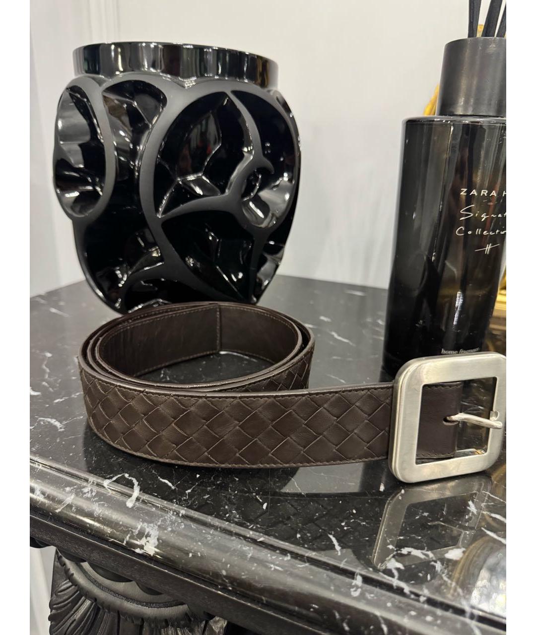 BOTTEGA VENETA Коричневый кожаный ремень, фото 5