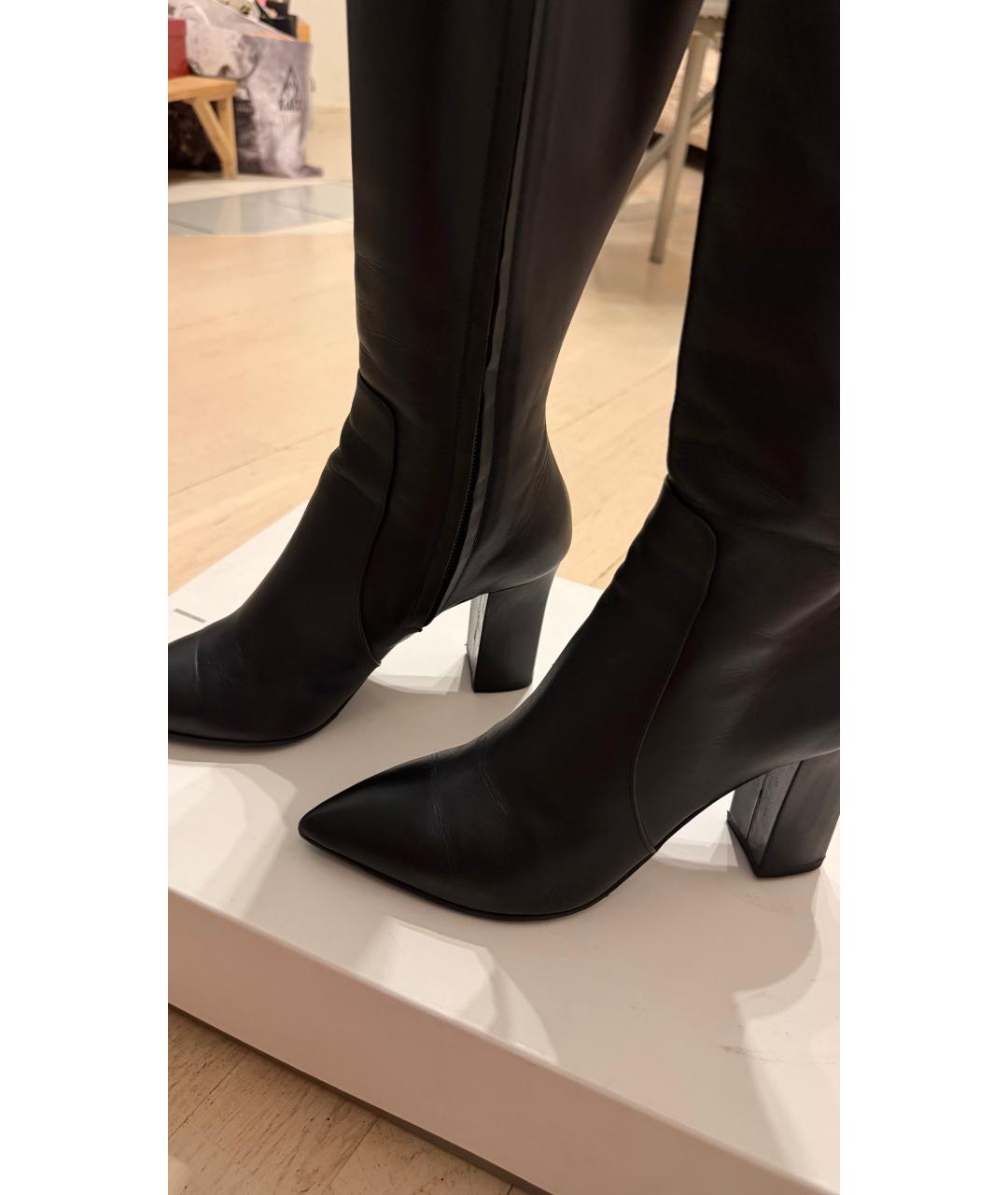 POLLINI Черные кожаные сапоги, фото 2
