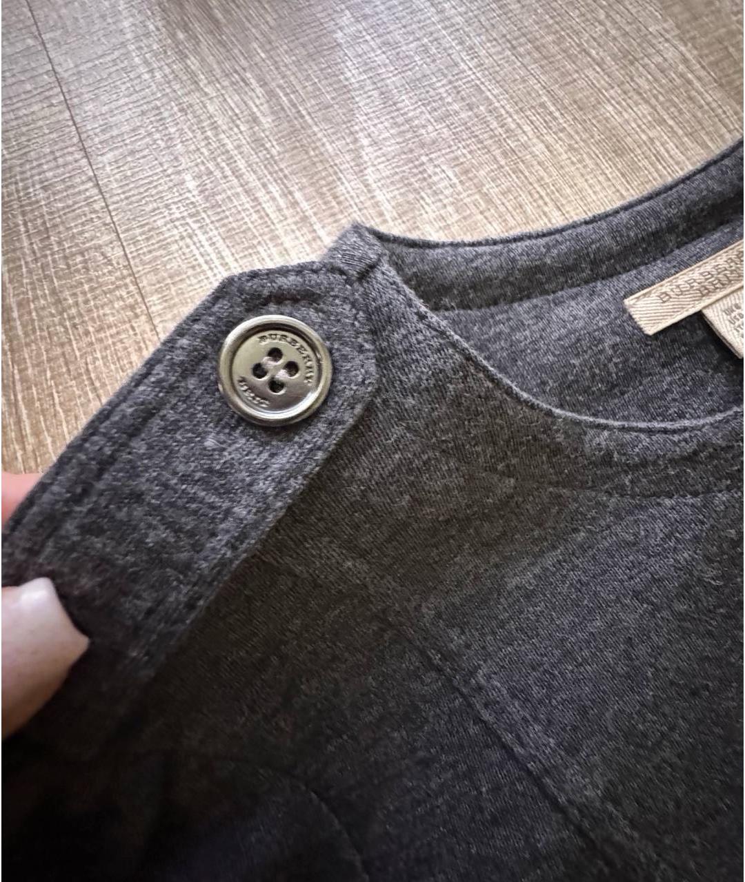 BURBERRY Серое шерстяное повседневное платье, фото 2