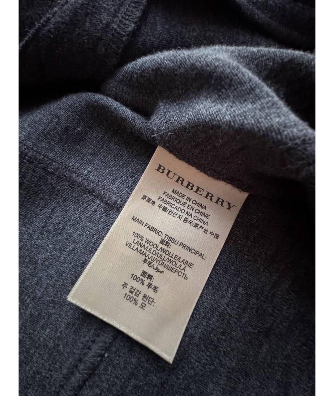 BURBERRY Серое шерстяное повседневное платье, фото 4