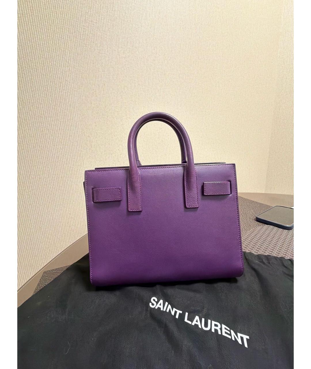 SAINT LAURENT Фиолетовая кожаная сумка через плечо, фото 3