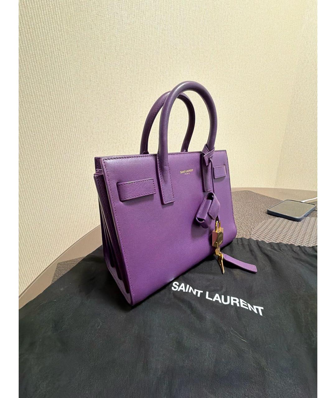 SAINT LAURENT Фиолетовая кожаная сумка через плечо, фото 2