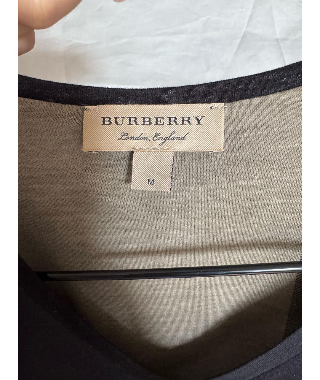BURBERRY Черная хлопковая футболка, фото 3