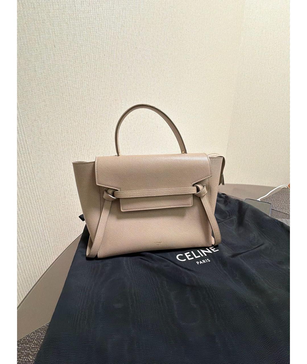 CELINE Бежевая кожаная сумка тоут, фото 7