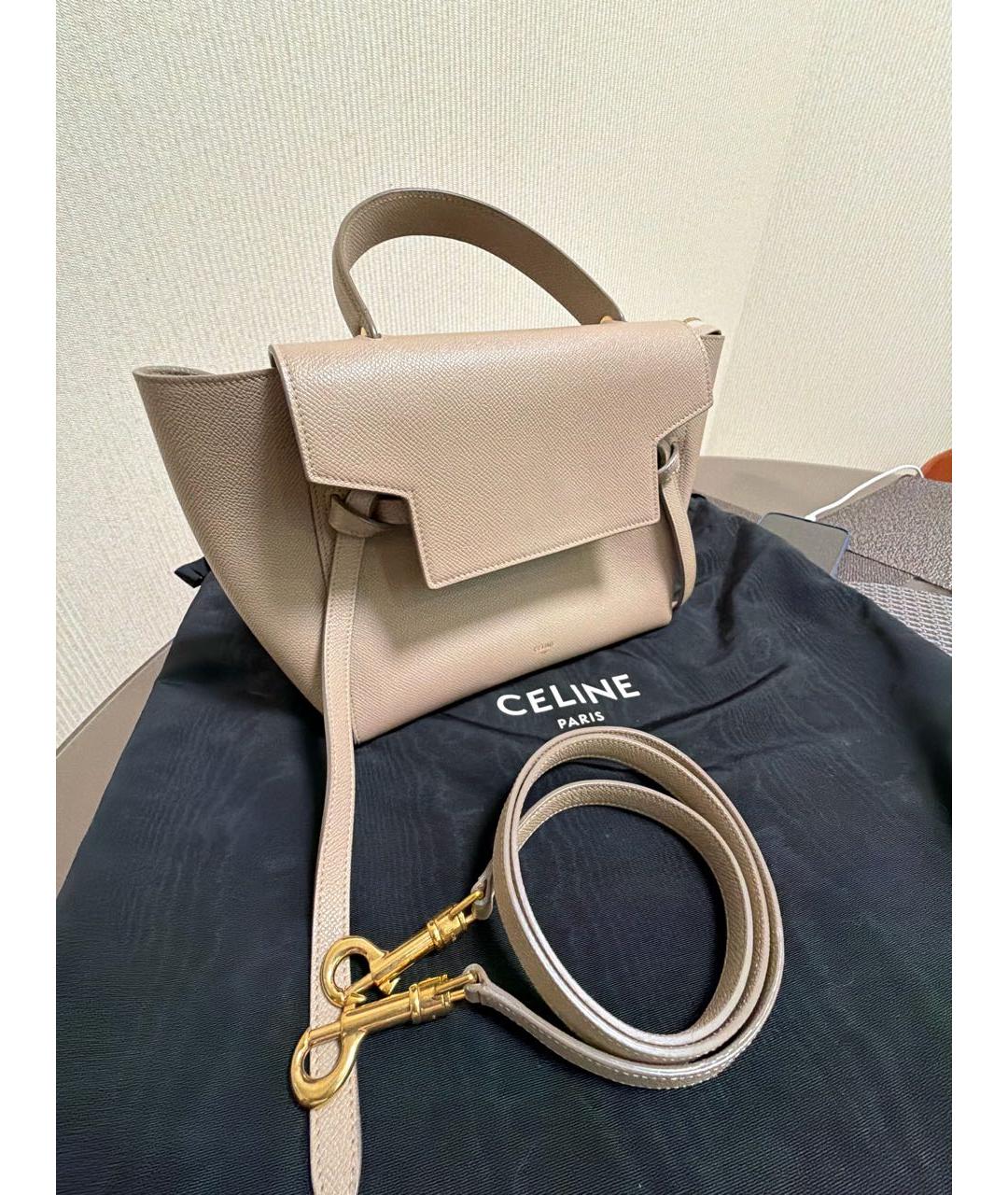 CELINE Бежевая кожаная сумка тоут, фото 5