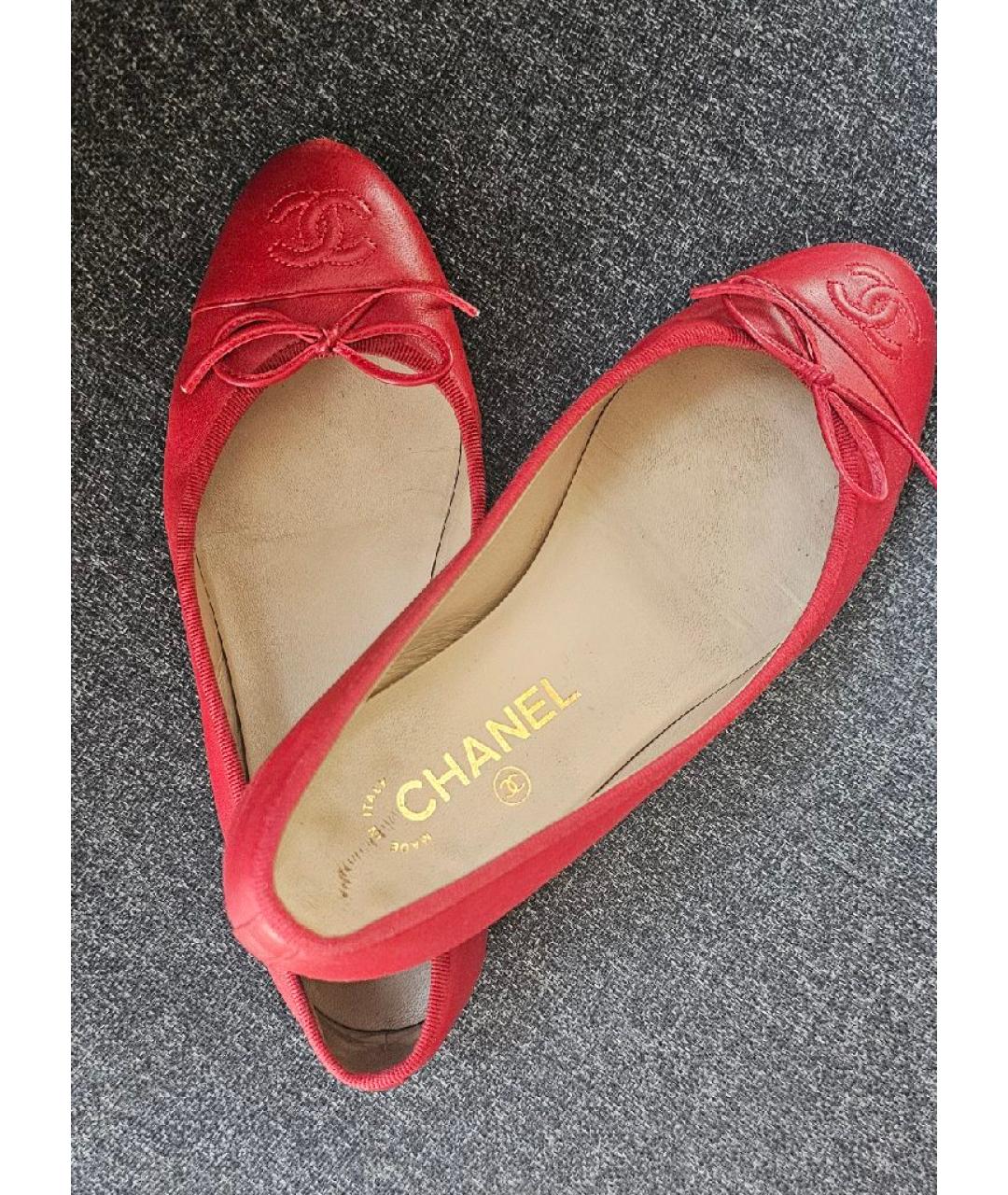CHANEL Красные кожаные балетки, фото 9