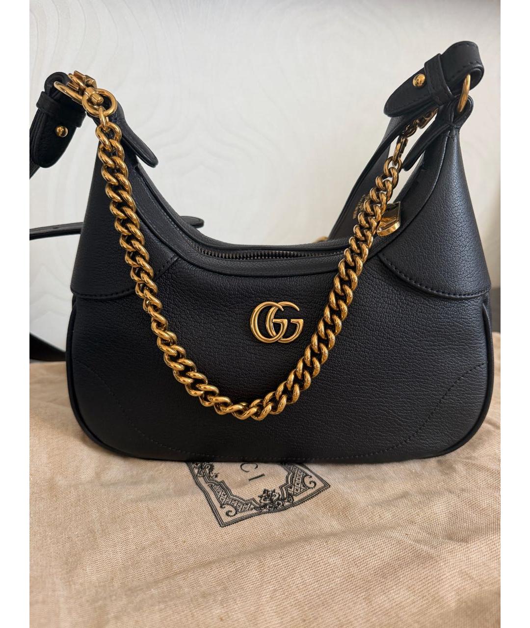 GUCCI Черная кожаная сумка с короткими ручками, фото 3