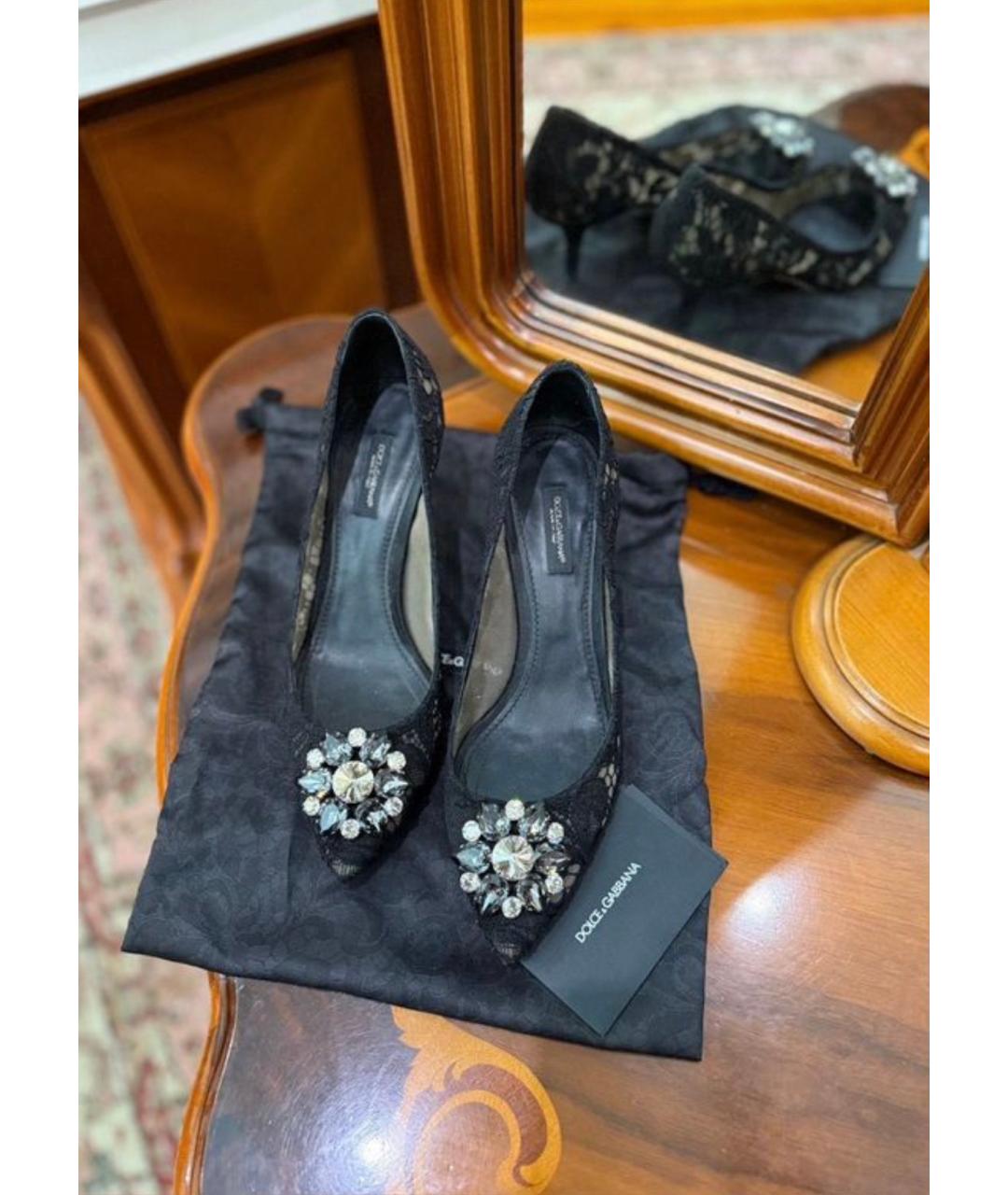 DOLCE&GABBANA Черные лодочки на низком каблуке, фото 3